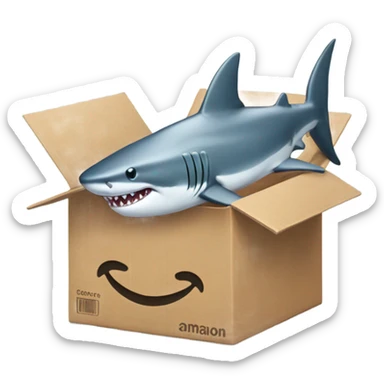 Shark with Amazon box sticker