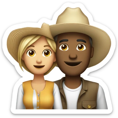 Mujer y Hombre con sombreros de campo   sticker