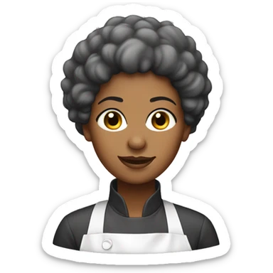 Generate a emoji of an afro woman, with short hair. dressed as a cheff sticker