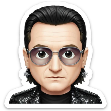 Bono with black sequin outfit sticker