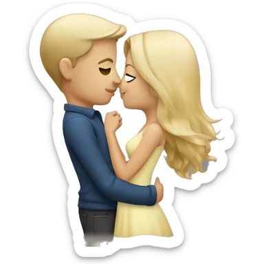 Brunette Women Kissing blond/brunette man sticker