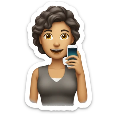 Mujer con celular sticker