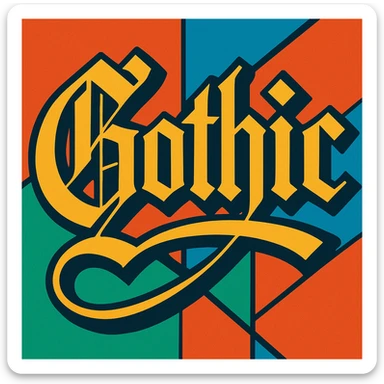 the word 'Gothic' in ornate gothic calligraphy sticker