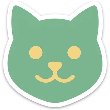 green cat face icon sticker