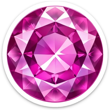 round cut pink sapphire gemstone with holographic iridescent shine sticker