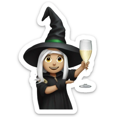 Witch, white skin, Popping Champagne Bottle sticker