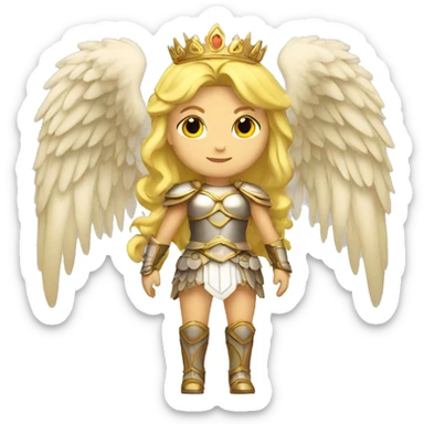 Blond Valkyrie full body with crown with wings sticker