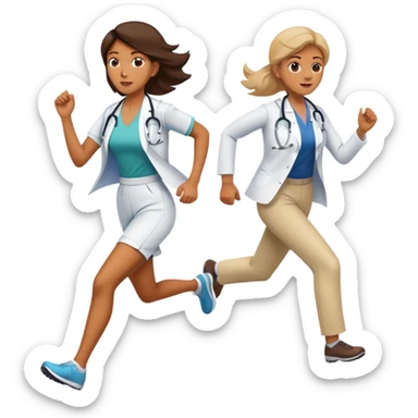 Woman Running from doctor sticker