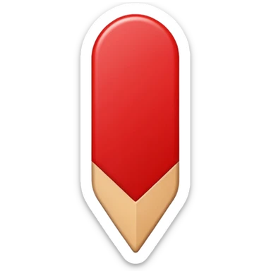A simple bold red downward pointer with clean edges, solid fill, and a modern emoji-like style, pointing straight down. sticker