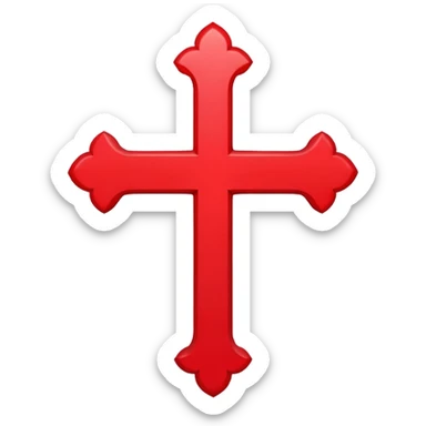 A bright crimson cross with smooth edges and balanced proportions. Clean emoji style sticker