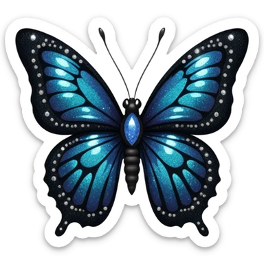 Gothic villainous edgy dark punky Victorian aesthetic sparkly shiny glittery gloomy dark butterfly specimen sticker