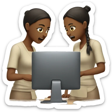 two girls arguing on a compute sticker