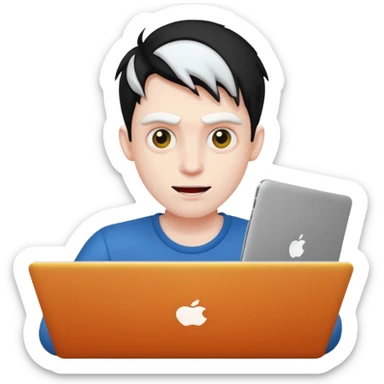 Crazy guy on laptop sticker