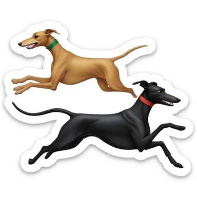 Black greyhound chasing duck sticker