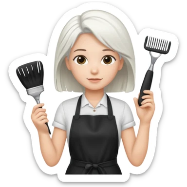 white hairstylist doing someones hair sticker