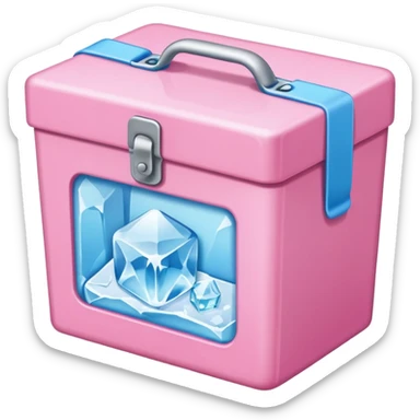 a rectangle pink box with ice sticker
