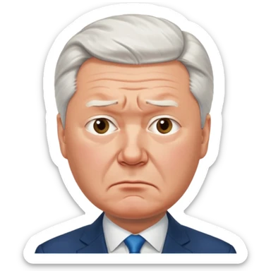Very sad realistic Sergey Sobyanin, mayor of Moscow, looking upset and disappointed, expressive face sticker