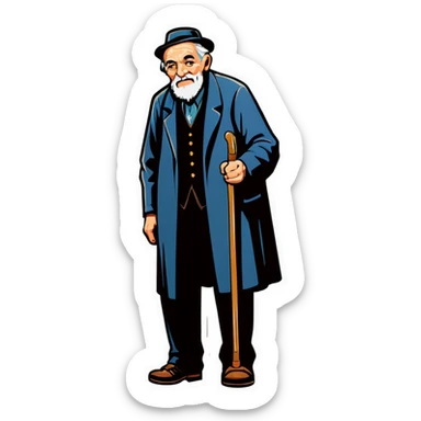 Old man with a cane sticker