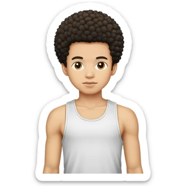 light skin afro boy in tank top sticker