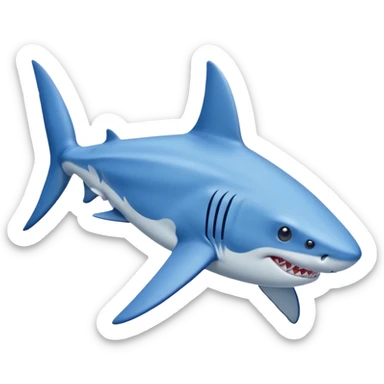 A shark with blue Nike shoes, two on his body and one on his tail sticker