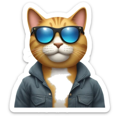 Cool cat relaxing wearing sunglasses sticker