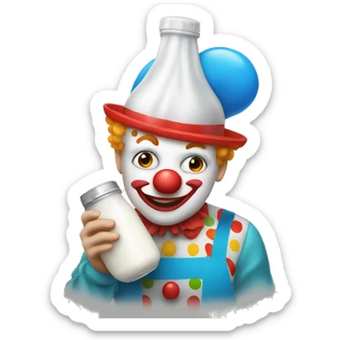 a clown holding a milk cap sticker