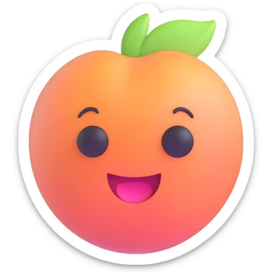 soft and lovely peach icon, 3D emoji style sticker