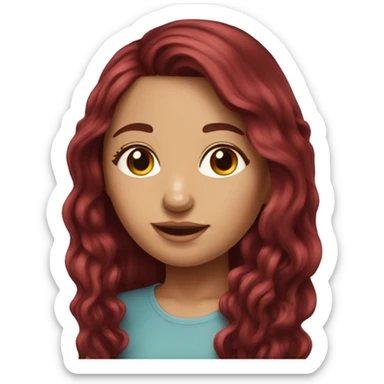 Beautiful burgundy haired realistic girl with long hair sticker