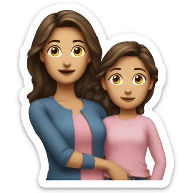 mom and daughter brunette sticker