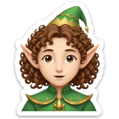curly haired elf sticker