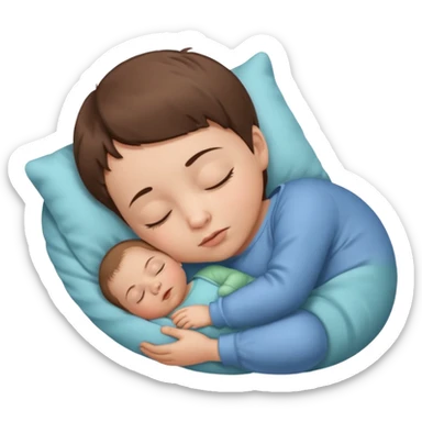 Sleeping baby, brown short hair sticker