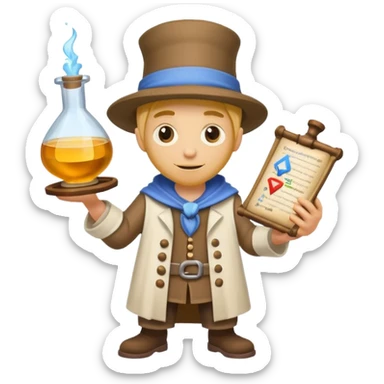 alchemist character holding upgraded formula scroll sticker