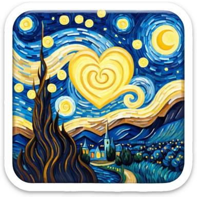 Vangogh starry night heart sticker