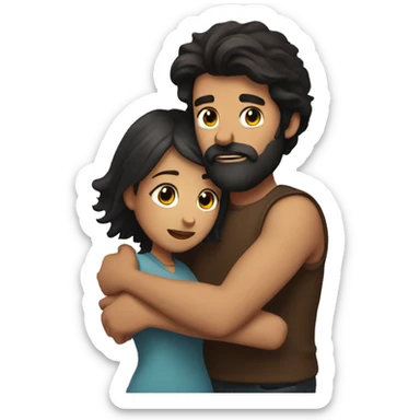 dark haired bearded swarthy guy hugs dark haired girl sticker