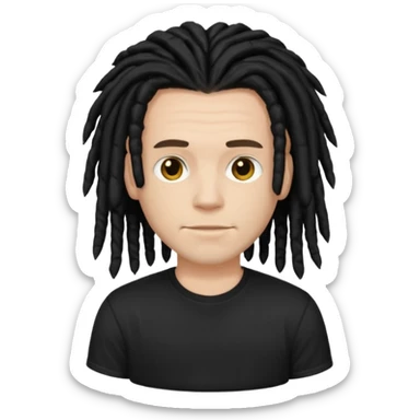 white guy , black dreadlock, black t shirt sticker