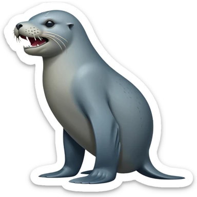scary grey sea lion full body sticker