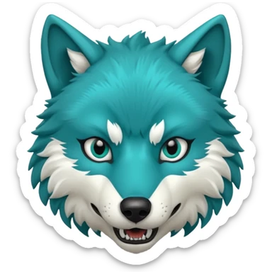 teal wolf head sticker