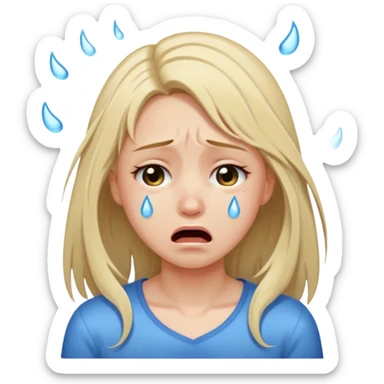 girl crying so hard with streams running down her face, shes also pulling on her hairrr sticker