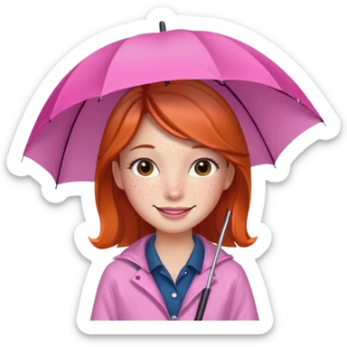 Girl with pink umbrella sticker