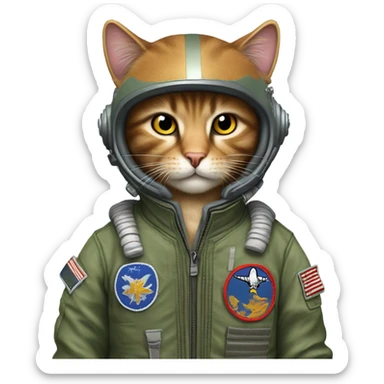 Tomcat wearing a flight suit sticker