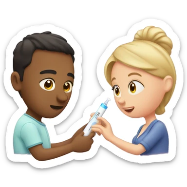 couple looking at pregnancy test sticker