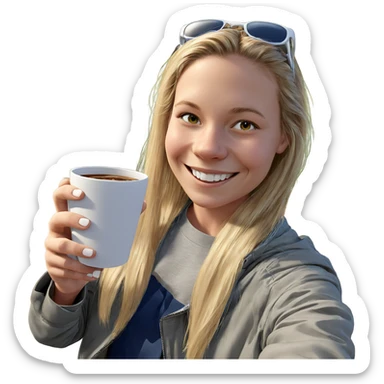 smiling girl with cup outdoors sticker