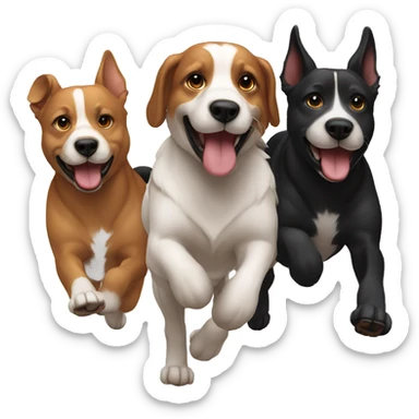 3 dogs  running together sticker