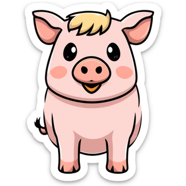 pig with blonde fringe sticker