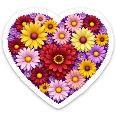 Flower heart mums sticker