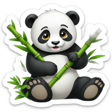 panda eating bamboo sticker
