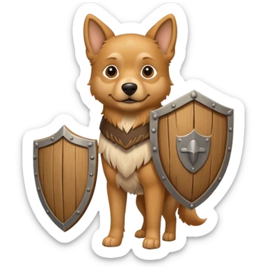 dog, ancient greece with only wooden shield sticker