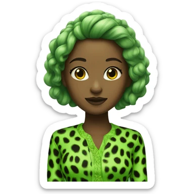 Green skin girl with panterprint clothes sticker