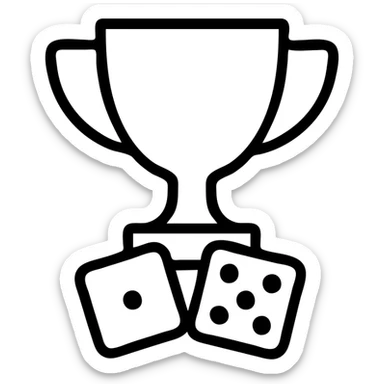 minimalist betting logo with a trophy and dice, clean lines sticker