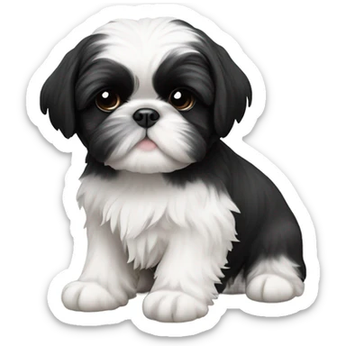 Two black and white shitz puppies sticker